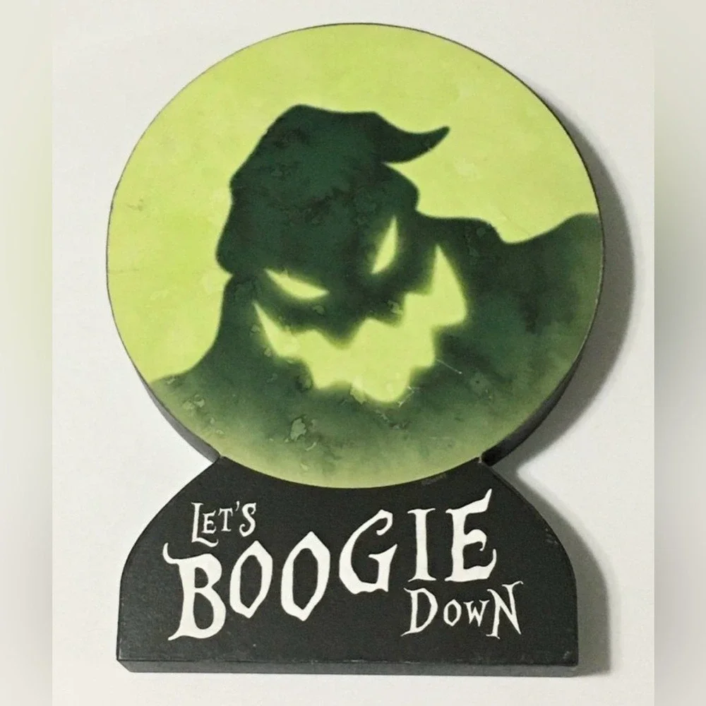 Disney Nightmare Before Christmas Oogie Boogie Let's Boogie Down Wood Table Sign